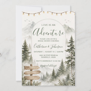 Invitation L'amour est Aventure Forêt Montagnes Enterrement d
