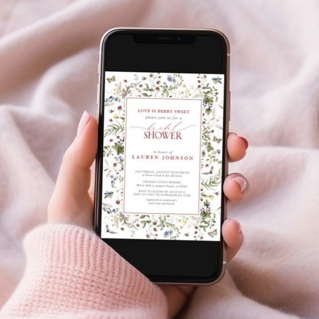 Invitation L'amour est Berry Sweet Fleur sauvage Fête des mar (Créateur téléchargé)