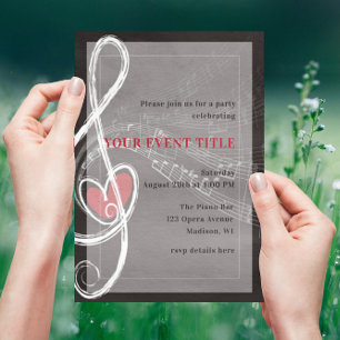 Invitation L'amour est dans la fête à thème de la musique aér