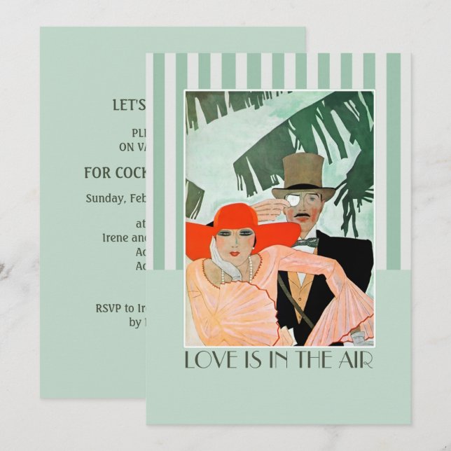 Invitation L'amour est dans la fête de la Saint Valentin (Devant / Derrière)