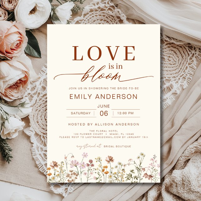 Invitation L'amour est dans la Fête des mariées Boho Fleur sa (Créateur téléchargé)