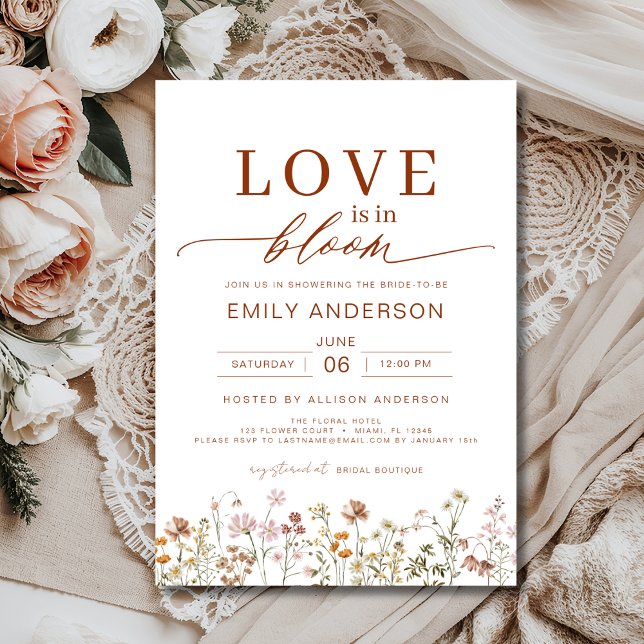 Invitation L'amour est dans la Fête des mariées Boho Fleur sa (Créateur téléchargé)