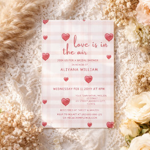 Invitation L'amour est dans l'air Mariage à carreaux Cœur Sho