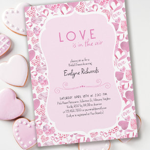 Invitation L'amour est dans l'Air Pink Love Heart Fête des ma