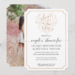 Invitation L'amour est dans l'Air Rose Gold Écriture Photo de