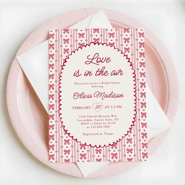 Invitation L'amour est dans l'air Saint-Valentin Nœud Mariage (Créateur téléchargé)