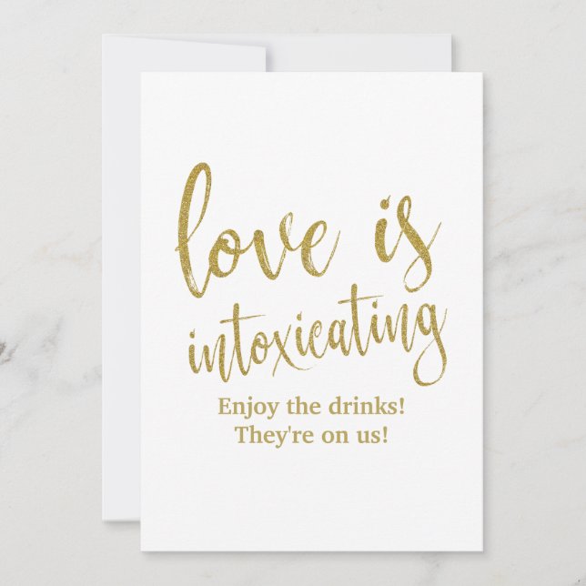 Invitation L'amour est de l'or enivrant Panneau de mariage ab (Devant)
