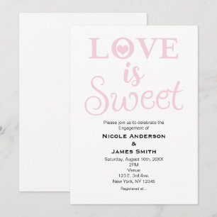 Invitation L'AMOUR EST DOUX Moderne Rose et Blanc Engagement