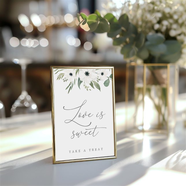 Invitation L'amour est doux Sage & Eucalyptus Panneau Tableto (Love is Sweet Sage & Eucalyptus Tabletop Sign)