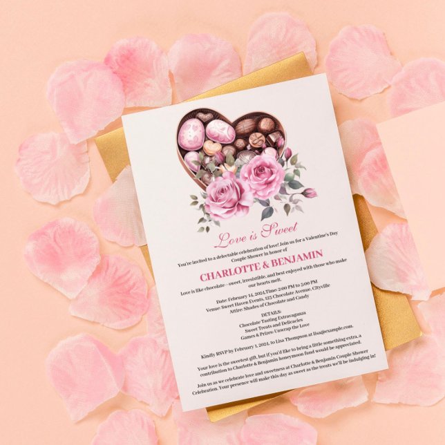 Invitation L'amour est doux thème de la Saint-Valentin pour c (Créateur téléchargé)