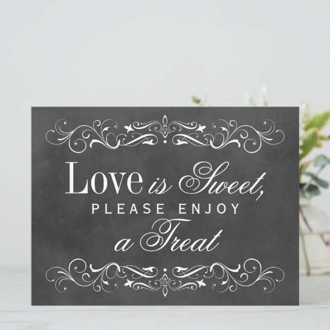 Invitation L'amour est doux Vintage noir Chalkboard Flourish (Debout devant)