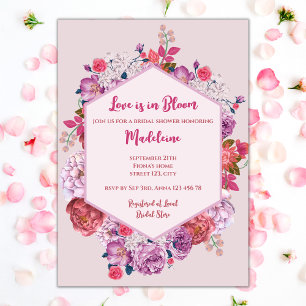 Invitation L'Amour Est En Fête des mariées Fleurie Rose
