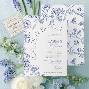 Invitation L'Amour Est En Fête des mariées Florale Bleu Fleur