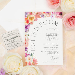 Invitation L'Amour Est En Fleur Aquarelle Fête des mariées Fl