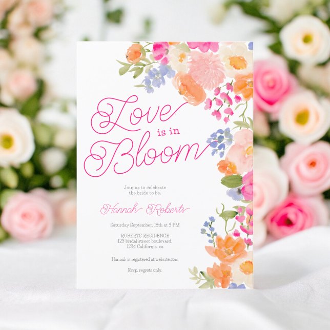 Invitation L'amour est en fleur belle douche de nuptiale fleu (Love is in bloom pretty wildflowers bridal shower invitation)