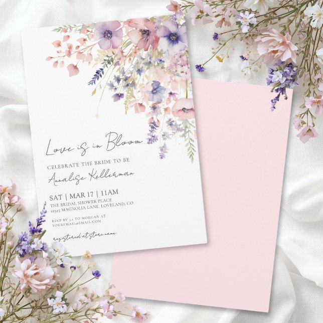 Invitation L'Amour Est En Fleur Fleur sauvage Fête des mariée (Love Is In Bloom Wildflower Floral Bridal Shower Invitation)