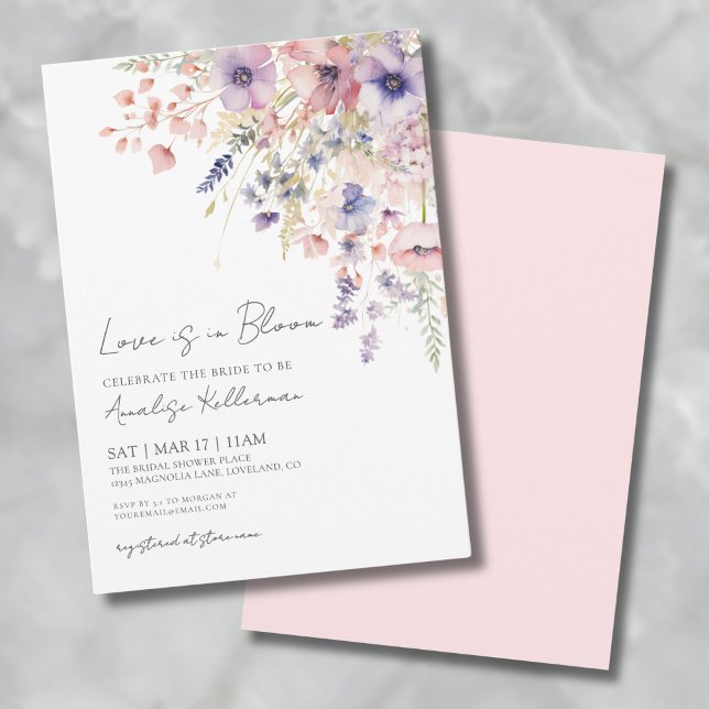 Invitation L'Amour Est En Fleur Fleur sauvage Fête des mariée (Love Is In Bloom Wildflower Floral Bridal Shower Invitation)