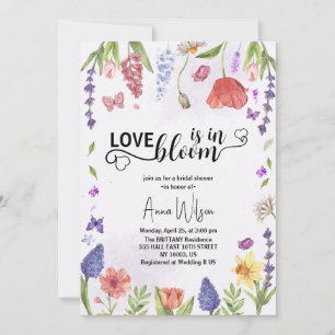 Invitation l'amour est en fleurs bouquet de mariage shower de