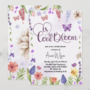 Invitation l'amour est en fleurs bouquet de printemps pour la