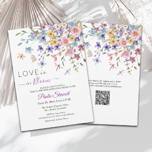 Invitation L'amour est en fleurs Code QR pour la Baby Shower 