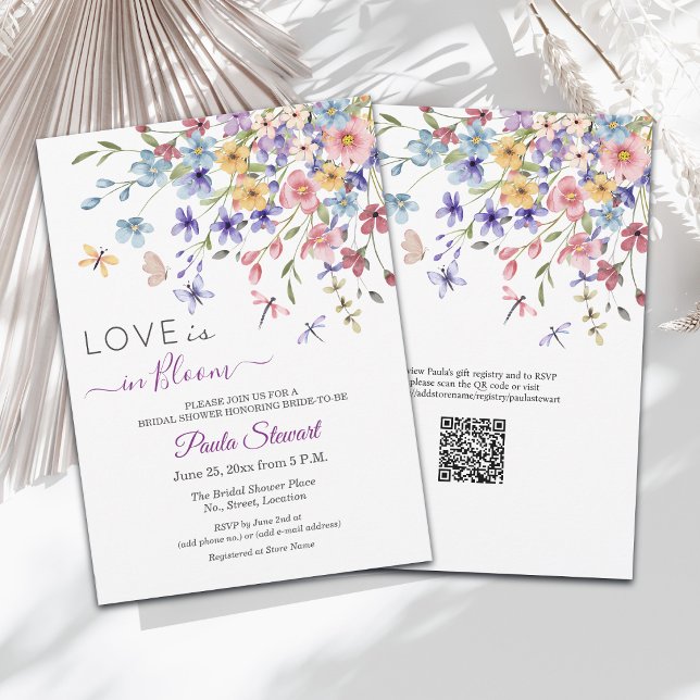 Invitation L'amour est en fleurs Code QR pour la Baby Shower  (Créateur téléchargé)