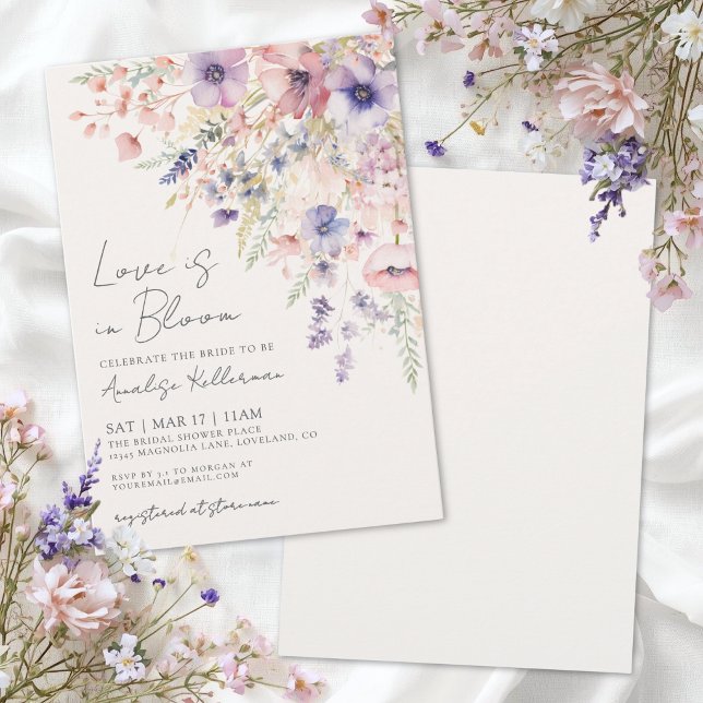 Invitation L'amour est en fleurs Fête de mariage champêtre (Love Is In Bloom Wildflower Bridal Shower Invitation)