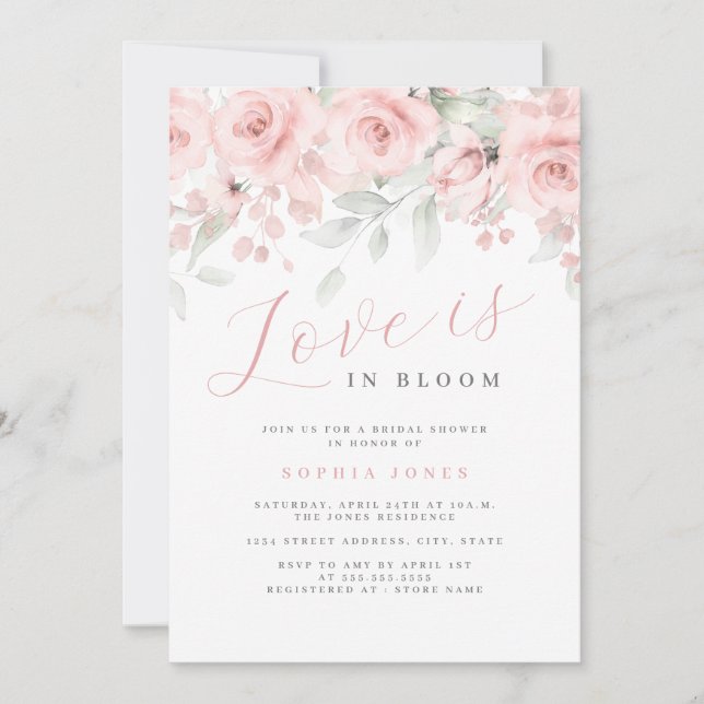 Invitation L'amour est en fleurs Floral Blush Bridal Shove (Devant)