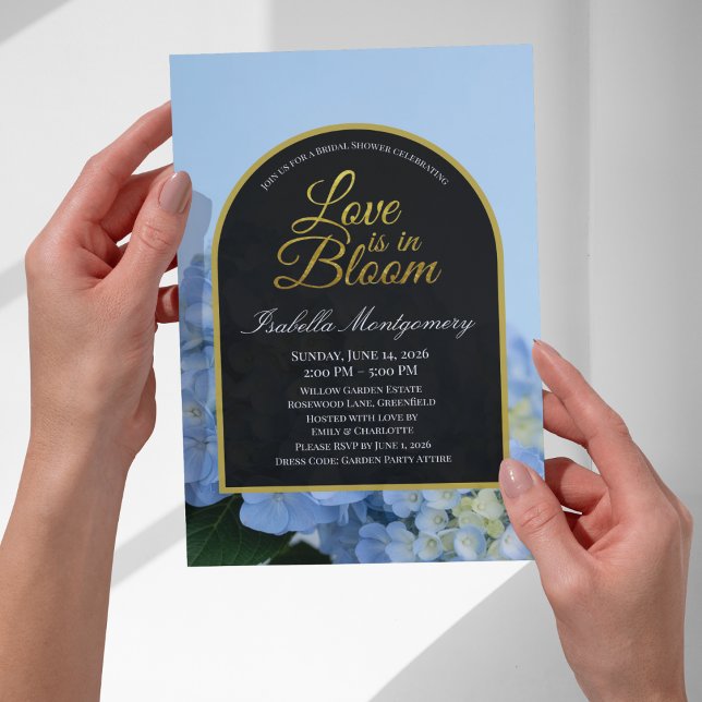 Invitation L'amour est en fleurs, Hydrangea Bleu Baby Shower  (Love Is in Bloom Blue Hydrangea Bridal Shower Invitations
)