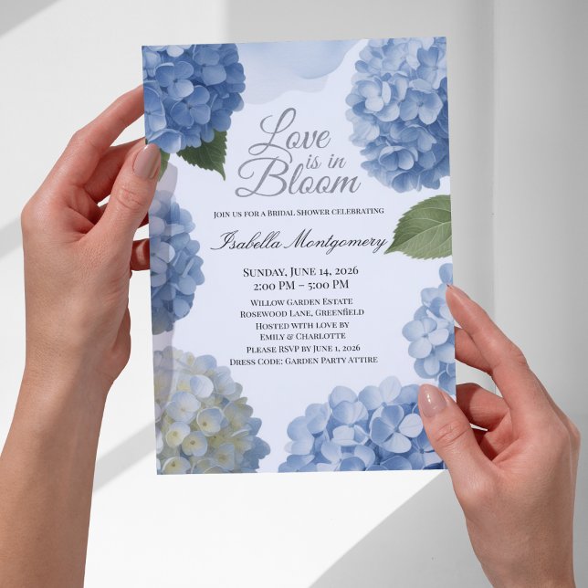 Invitation L'amour est en fleurs Hydrangea Bleu Féminin (Love Is in Bloom Feminine Blue Hydrangea Invitations
)