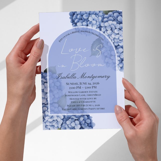 Invitation L'amour est en fleurs Hydrangea Bleu Moderne (Love Is in Bloom Modern Blue Hydrangea Invitations
)