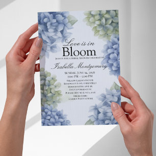 Invitation L'amour est en fleurs Hydrangea Bleu Rustique de P