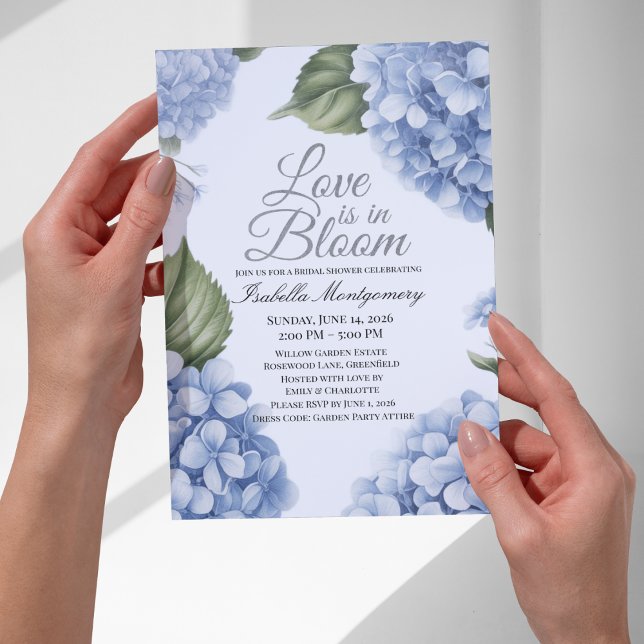 Invitation L'amour est en fleurs, Hydrangea Féminin Esthétiqu (Love Is in Bloom Aesthetic Feminine Hydrangea Invitations)