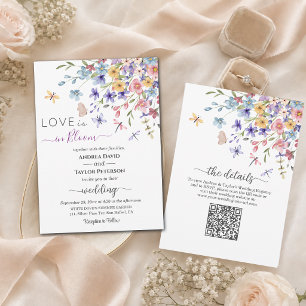 Invitation L'amour est en fleurs Libellules Tout en un mariag