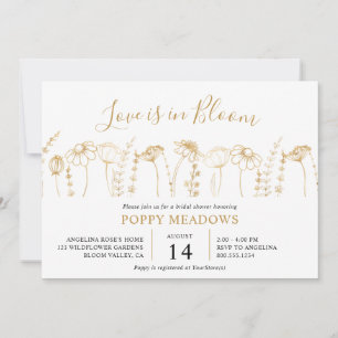 Invitation L'amour est en fleurs Mariage champêtre doré