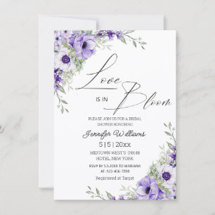 Invitation l'amour est en fleurs, mariage fleuri violet