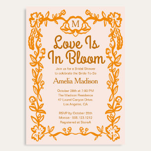 Invitation L'amour est en fleurs Retro Script Floral Baby Sho