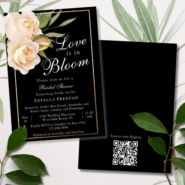 Invitation L'amour est en fleurs Roses blanches Fête de maria (Créateur téléchargé)