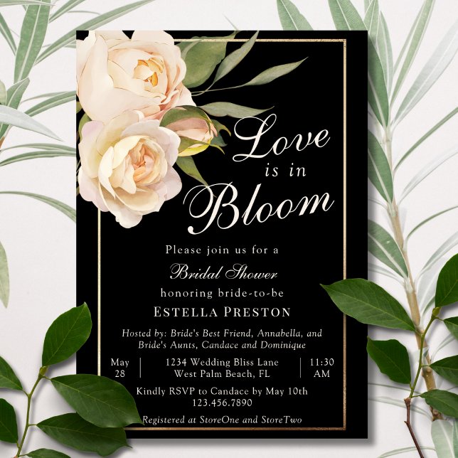 Invitation L'amour est en fleurs Roses blanches Fête de maria (Créateur téléchargé)
