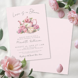 Invitation L'amour est en fleurs, thé floral rose pour la dou