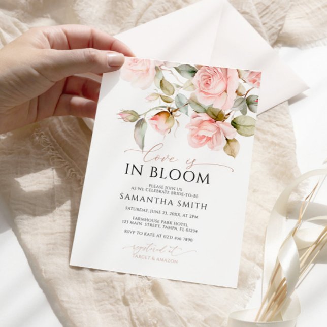 Invitation L'amour est en rose rose Fleur et Fête des mariées (Créateur téléchargé)