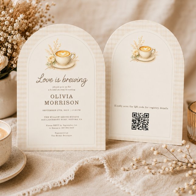 Invitation L'amour est en train de faire du café Rustique Flo (Créateur téléchargé)