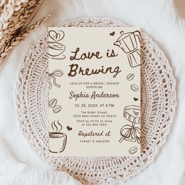 Invitation L'amour est en train de préparer du café Mariage S (Créateur téléchargé)
