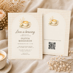 Invitation L'amour est en train de préparer un café Rustique