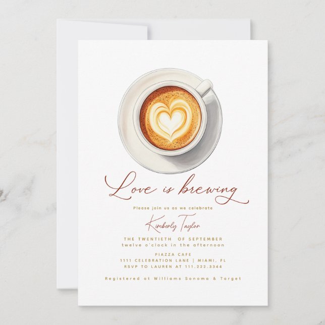 Invitation L'amour est en train de préparer une tasse de café (Devant)