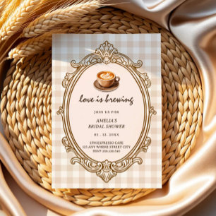 Invitation l'amour est en train de se préparer tasse gingham