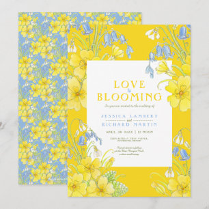Invitation L'amour est floraison fleur de printemps jaune mar