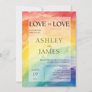 Invitation L'amour est l'amour gay lesbien Mariage LGBTQ Rain
