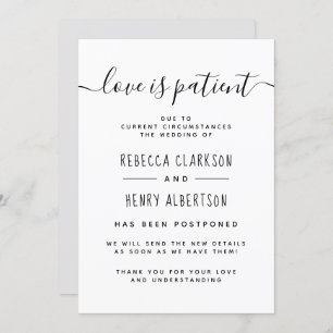 Invitation L'amour est le patient, écrit à la main, repoussé