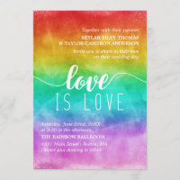 L'amour est mariage gai d'aquarelle d'arc-en-ciel