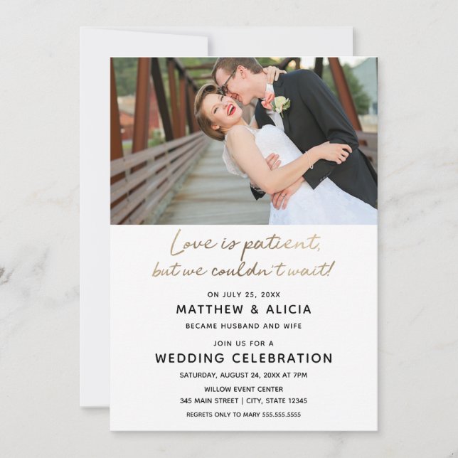 Invitation L'amour est patient Annonce de mariage Réception (Devant)